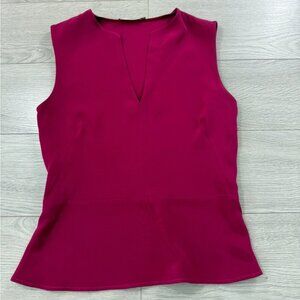 Etro Magenta 100% Silk V-neck Sleeveless Blouse Top
